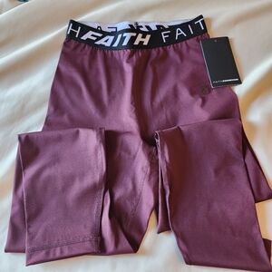 Faith Connextion Womens Full Length Leggings Sz M. Color : Wine Tasting / Malbec